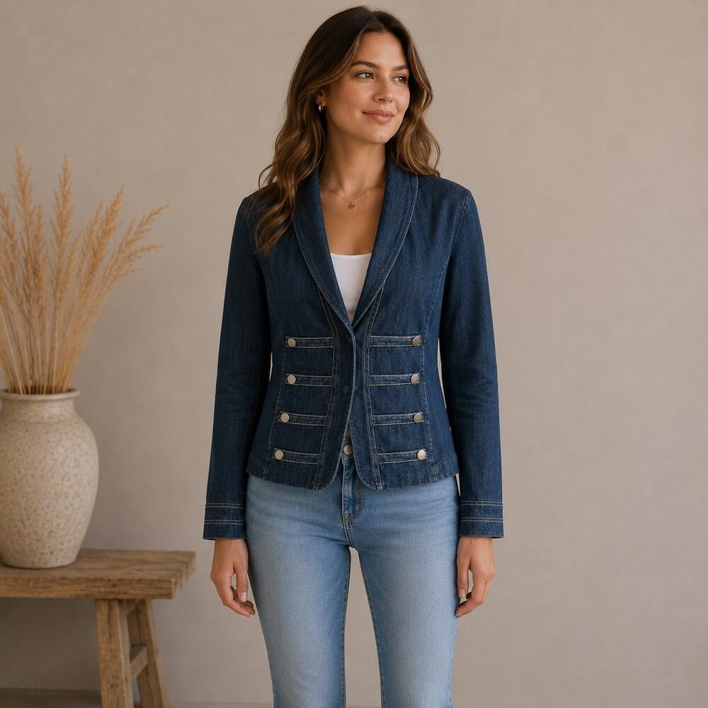 Ateliers Rare Toggery Blue Denim Snap Blazer Jacket Medium